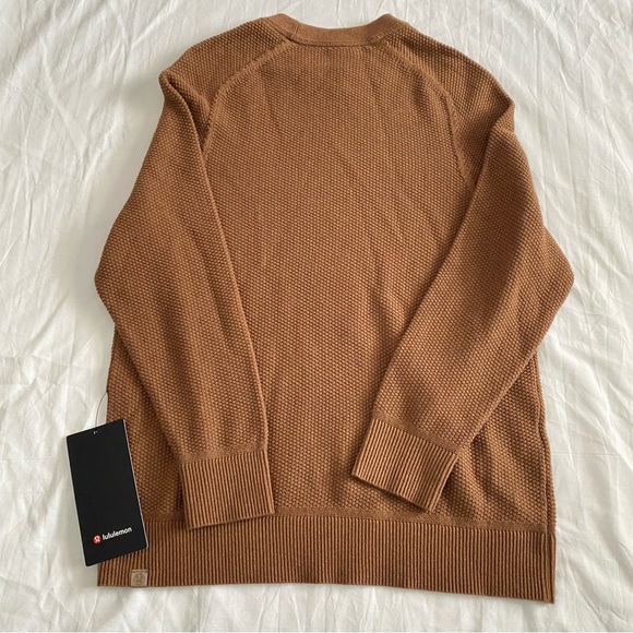 Lululemon Textured Knit Crewneck Sweater HTAP Heathered Brown Men's Size XS - Picture 3 of 5